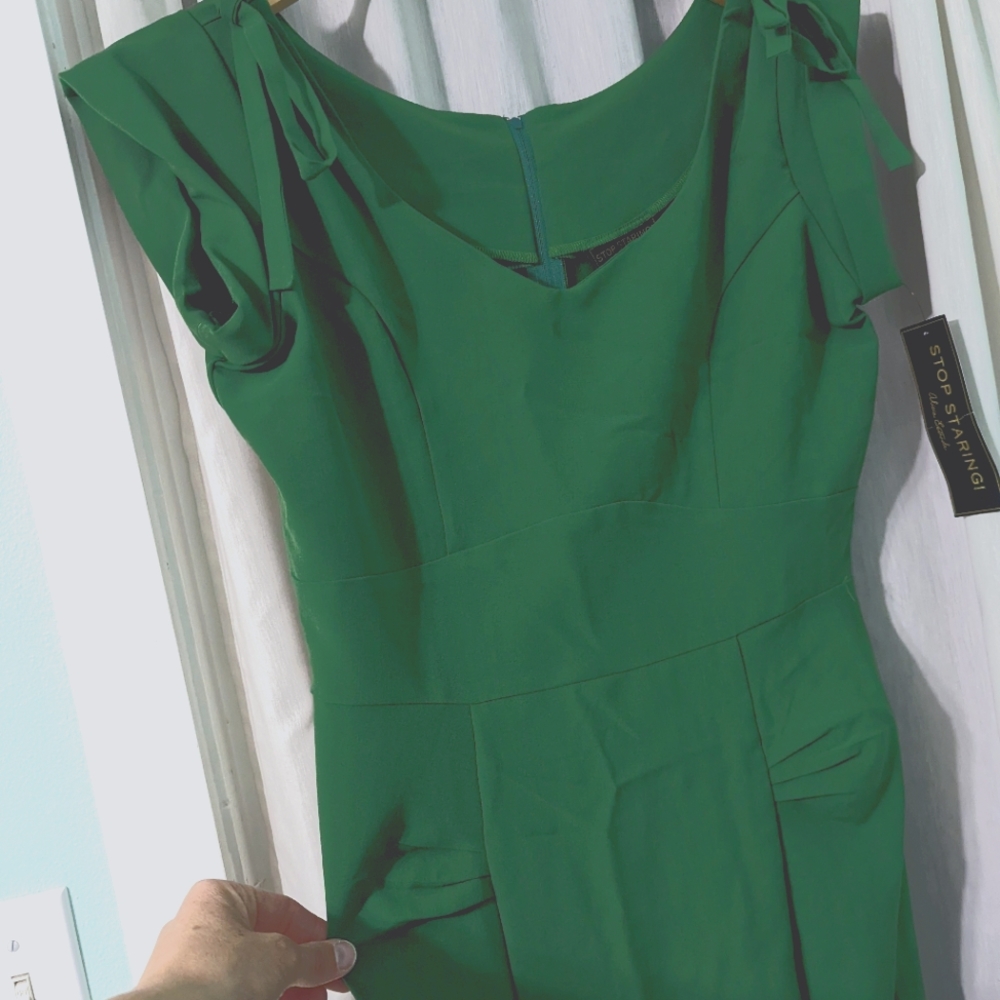 Stop staring brand green wiggle dress vintage style